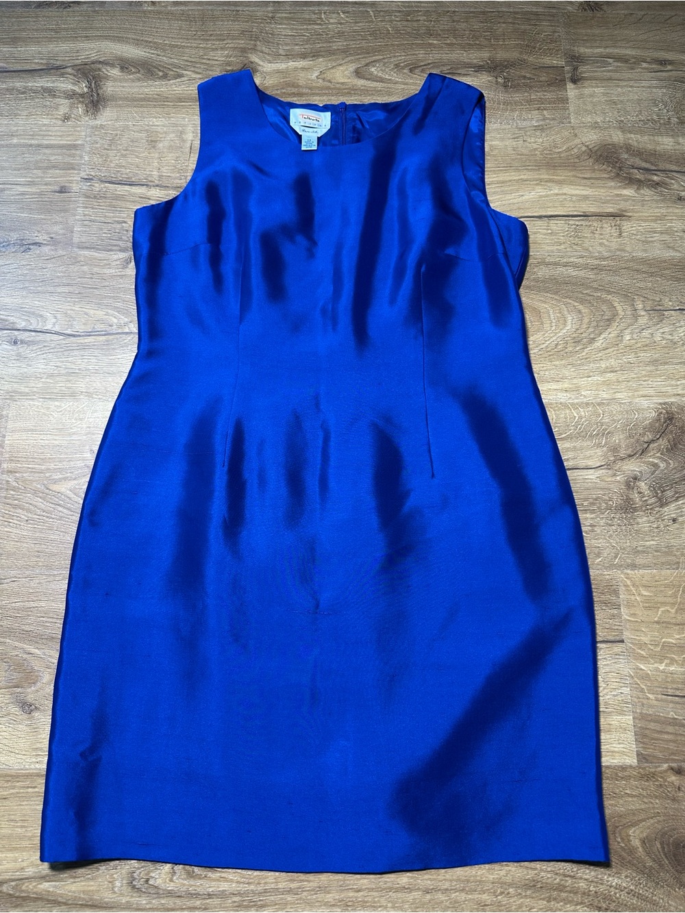 Talbots 100% Silk Royal Blue Sleeveless Sheath Dress Size 14 Petite
